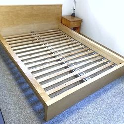 Like-New Queen Ikea Malm Birch Wood Bed Frame 