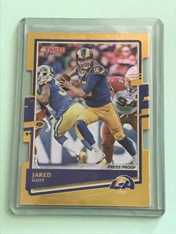 2020 Panini Donruss Jared Goff Press Proof Gold Diecut #/25 SSP Rams Lions NFL