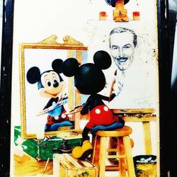 Small wooden trinket box with painted ceramic Disney tile lid