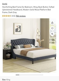 Homfa King Bed Frame With Headboard