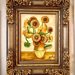 Flowers in a Vase original oil painting by Geelong H24.5xL20.5 inch Lbs7