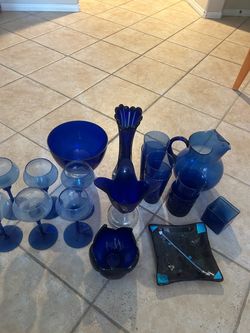 Blue Cobalt Glass Set