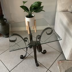 Pair Of Glass Top End Tables