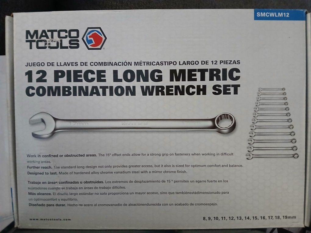 Matco 12 Piece Long Combination Wrench Set