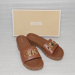 MICHAEL KORS designer sandals slides. Size 8.5 women's shoes. Brown. Brand new in box 