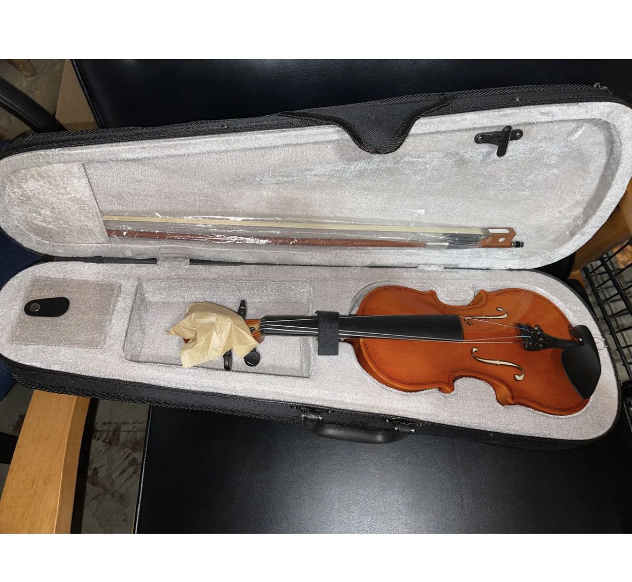 3/4 Acoustic Violin Set Beginner BassWood Violin Starter Kit Case Bow Nature