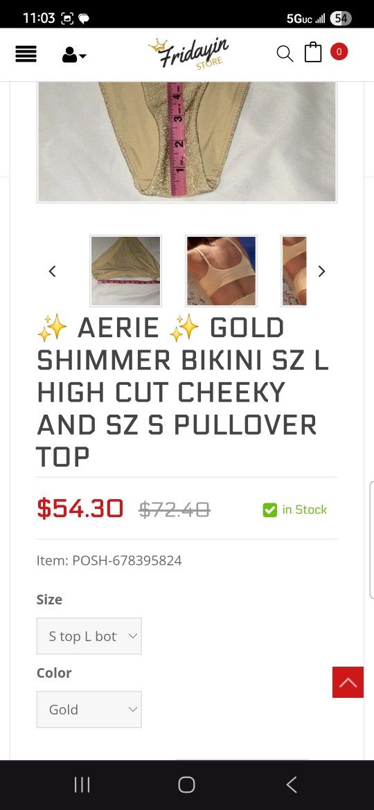 New Aerie Gold High Waisted Cheeky Bottom