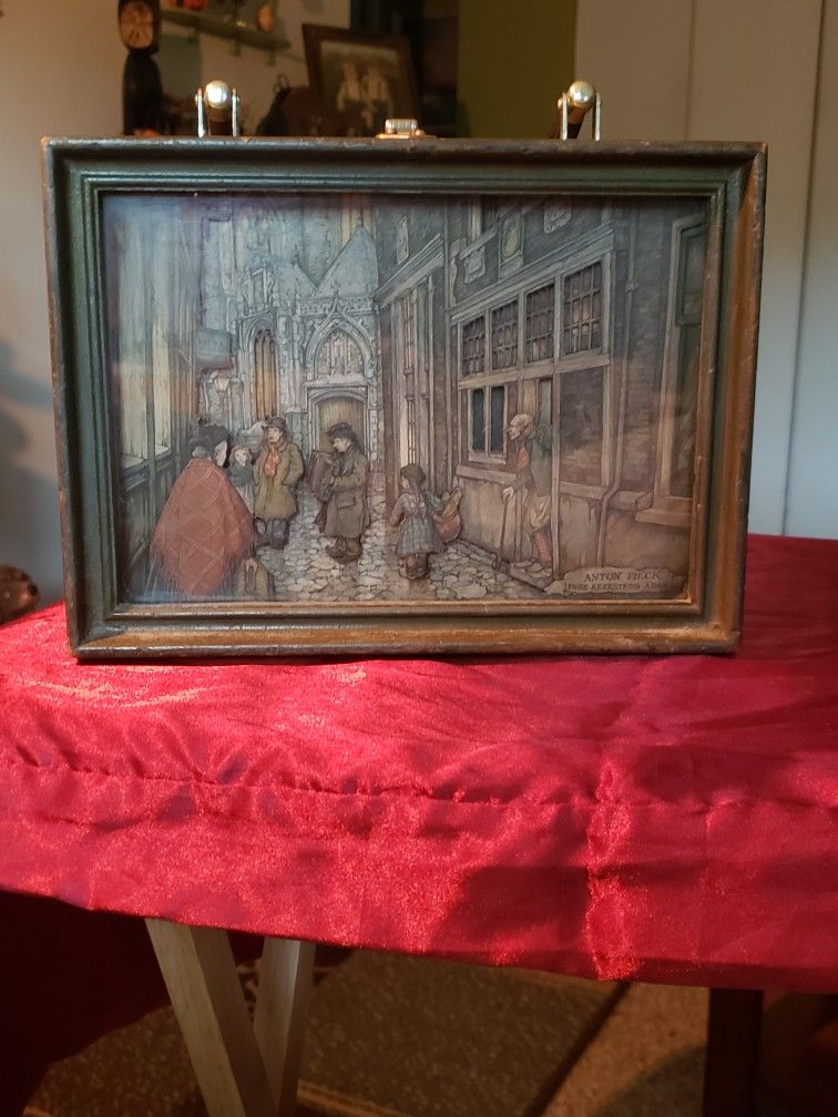 Vintage Anton Pieck Wooden Purse Street Scene 1970’s