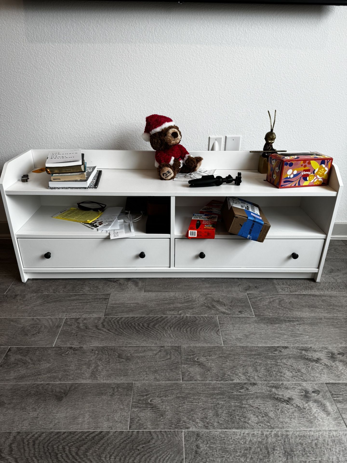 White Storage TV Stand / Bookshelf – 2 Drawers – Must Go Soon! 