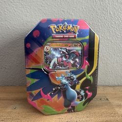 Pokemon Mega Charizard ex Factory Sealed Tin Box - Charizard X - 4 Booster Packs
