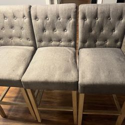 Set Of 3 Gray Bar Stools 