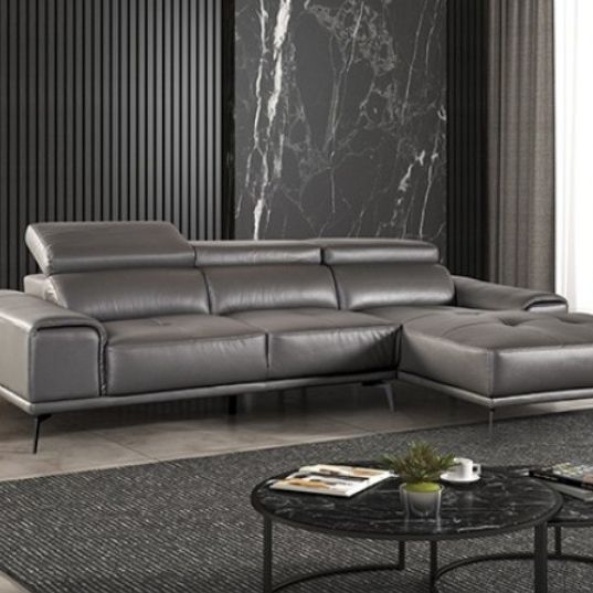Brand New Dark Grey Leather Modern Style Sectional Sofa