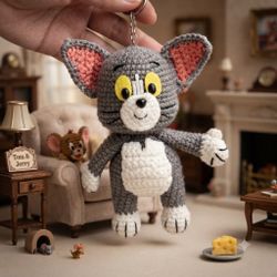 Tom the Cat from Tom & Jerry Handmade Keychain Crochet