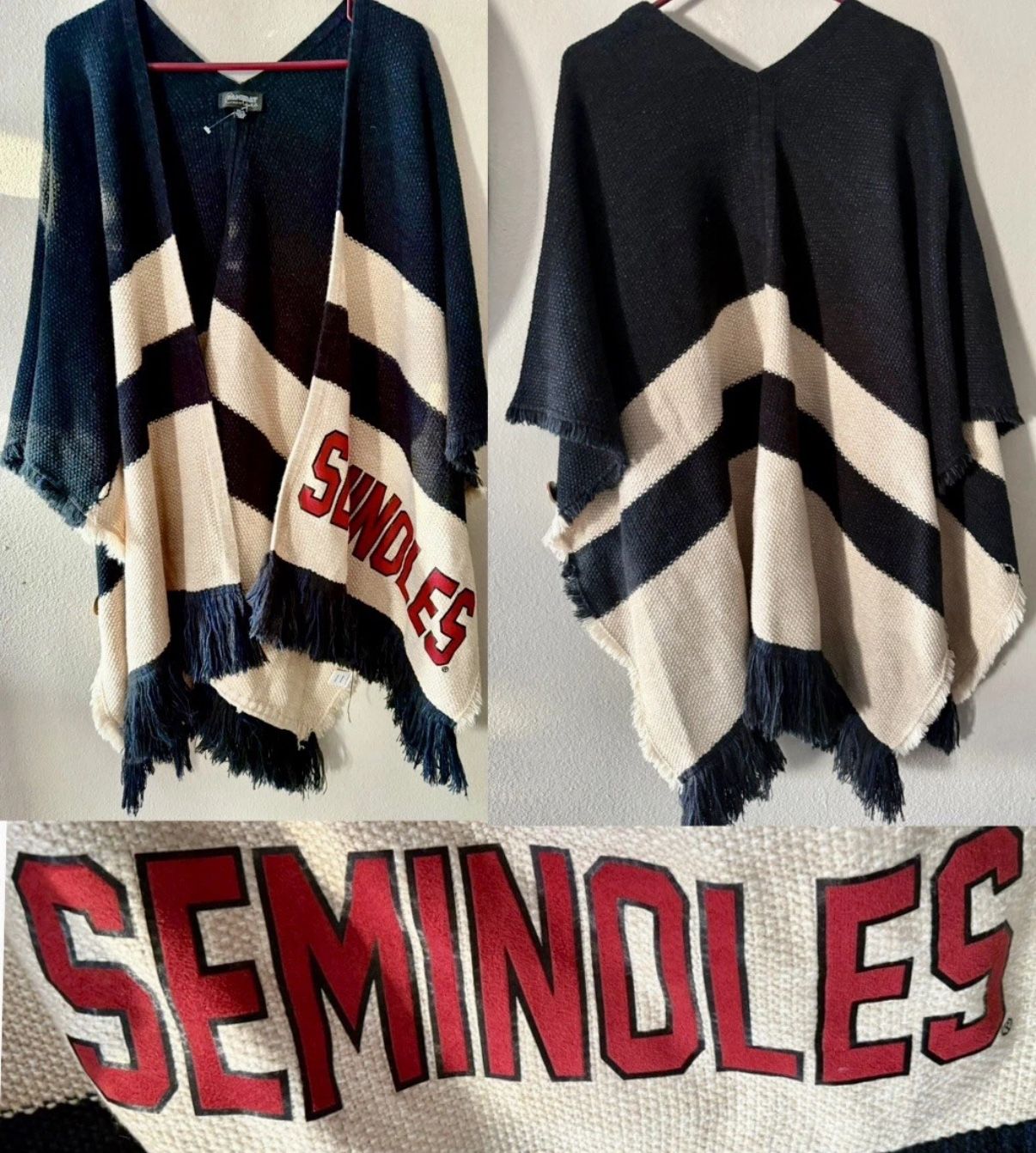 FLORIDA SEMINOLES GAME DAY COUTURE CAPE PONCHO WOMENS SIZE XS/S