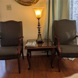 Pair of Chairs and Lamp Table 