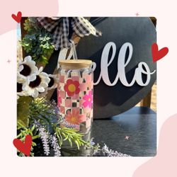 16 oz Flower Bloom Glass Cup