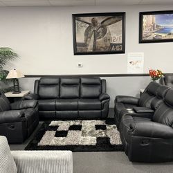 2PC Black Sofa & Loveseat w/ FREE Recliner 🔥SALE🔥