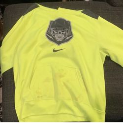 Nike Neon Yellow Hoodie with Skull Design