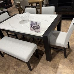6PC Black & White Dining Table Set