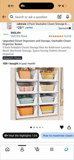Upgraded Closet Organizers and Storage, Stackable Closet Organizer Basket