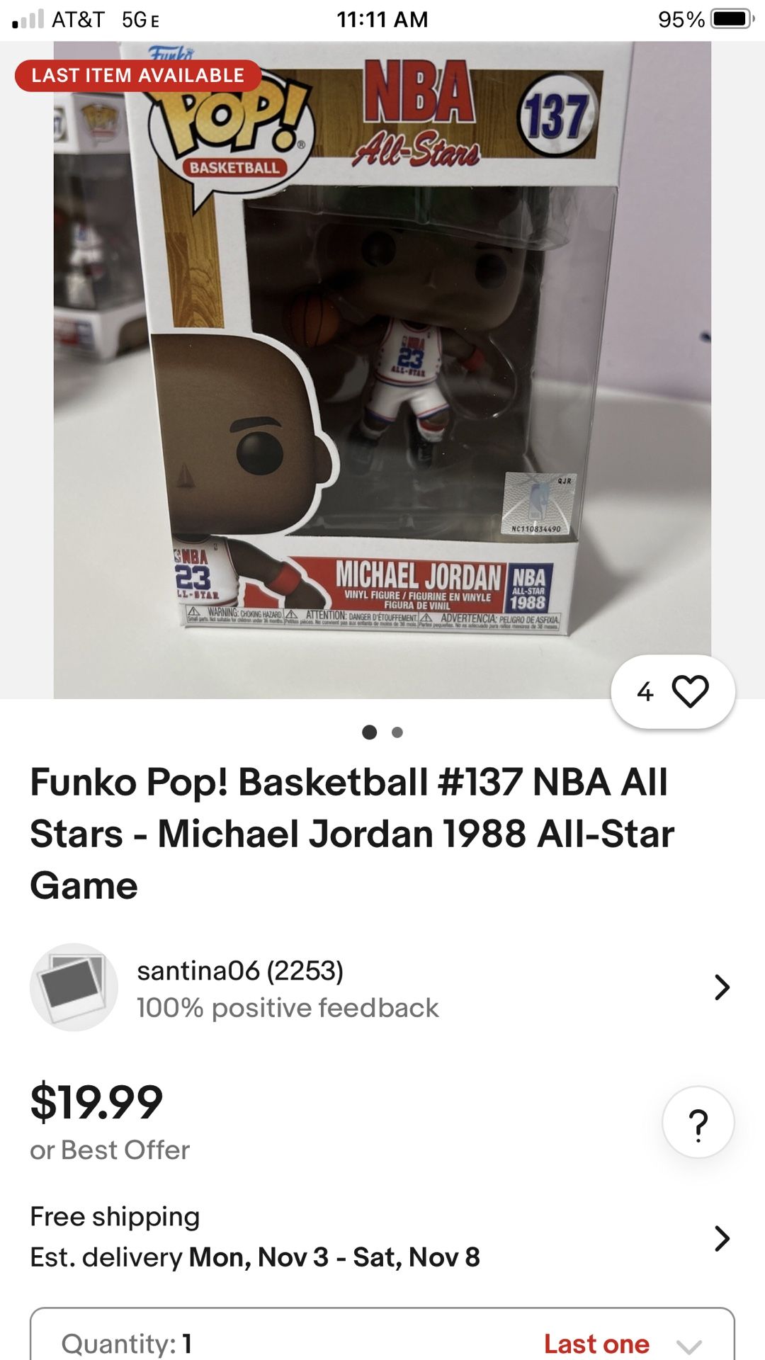 Pop NBA all star, Michael Jordan, number 137