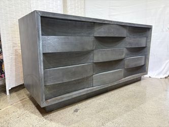 Distressed Zinc 15 Drawer Dresser with Push to Open Drawers