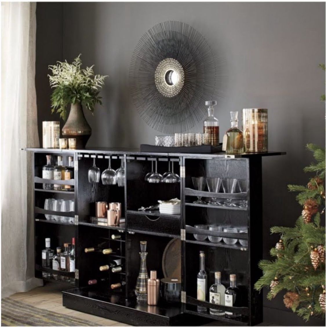 Crate & Barrel Steamer Bar Cabinet 