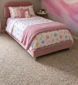Pink Upholstered Twin Kids Bed Frame