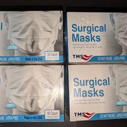 Surgical masks ear loop hypoallergenic 50 per box 200 total NEW sealed BATTLE CREEK