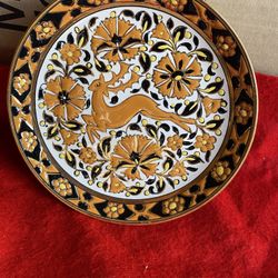 7 Inch 24k Gold Handmade Greek Ceramic Plate Imported From Greece 