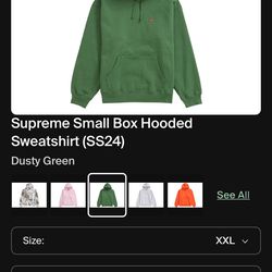Green Supreme Hoodie Size Mens L