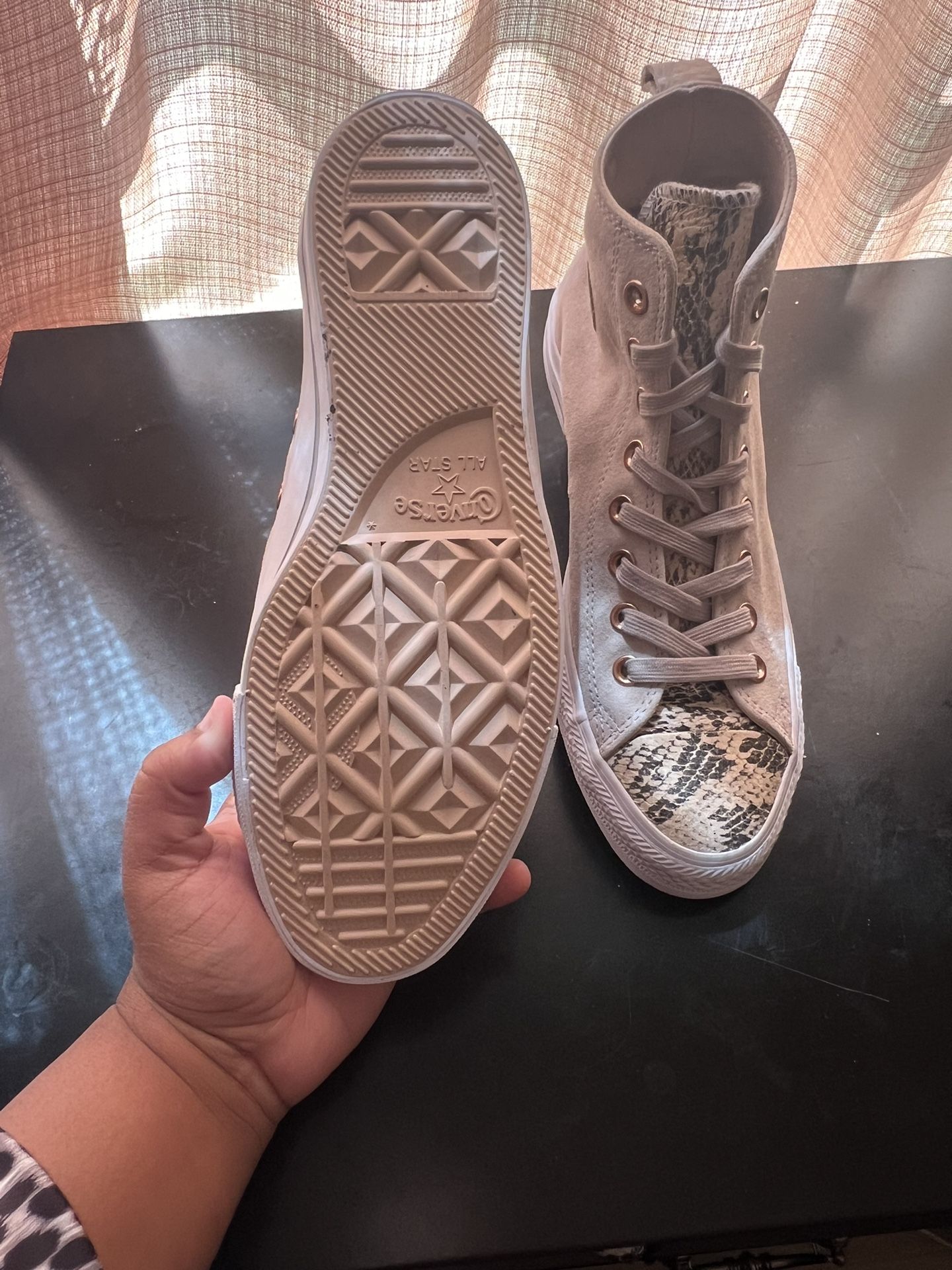 High Top Converse w/ Snake Skin Accent