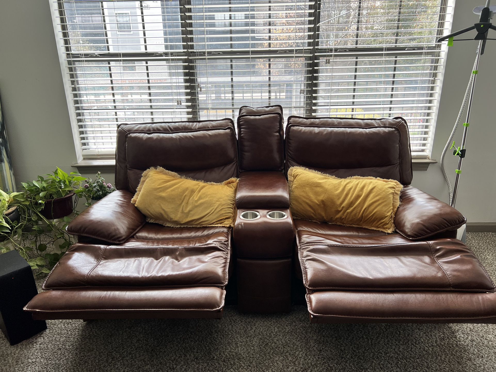  Brown Leather Reclining Couch, Loveseat And Chair 