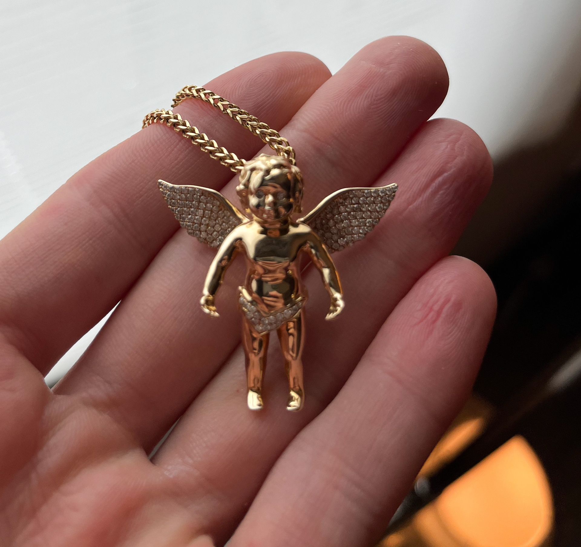 Diamond Angel Pendant (14k Yellow Gold)