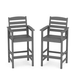 2x Bar Height Bar Chairs HDPE Adirondack Chairs (Set of 2)