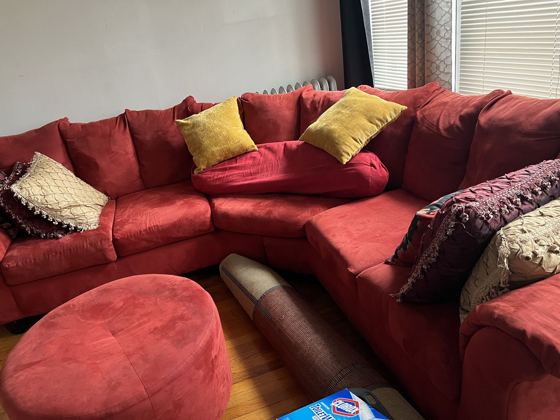 Beautiful Red Suede couch for sale