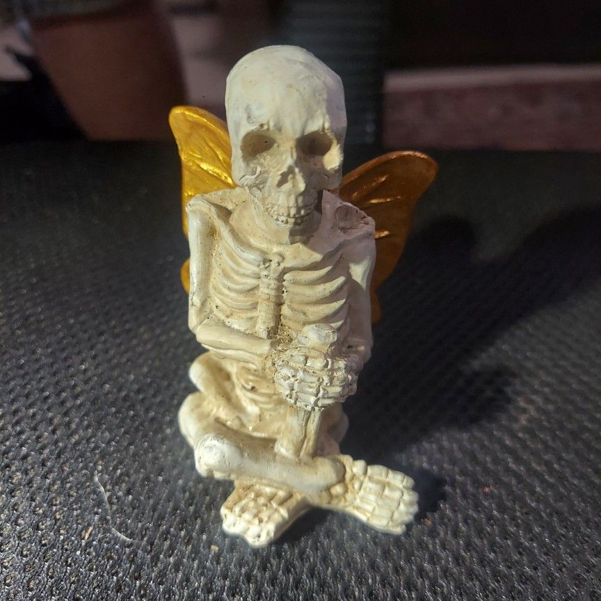 Skeleton with Gold Wing Figurine Decoration