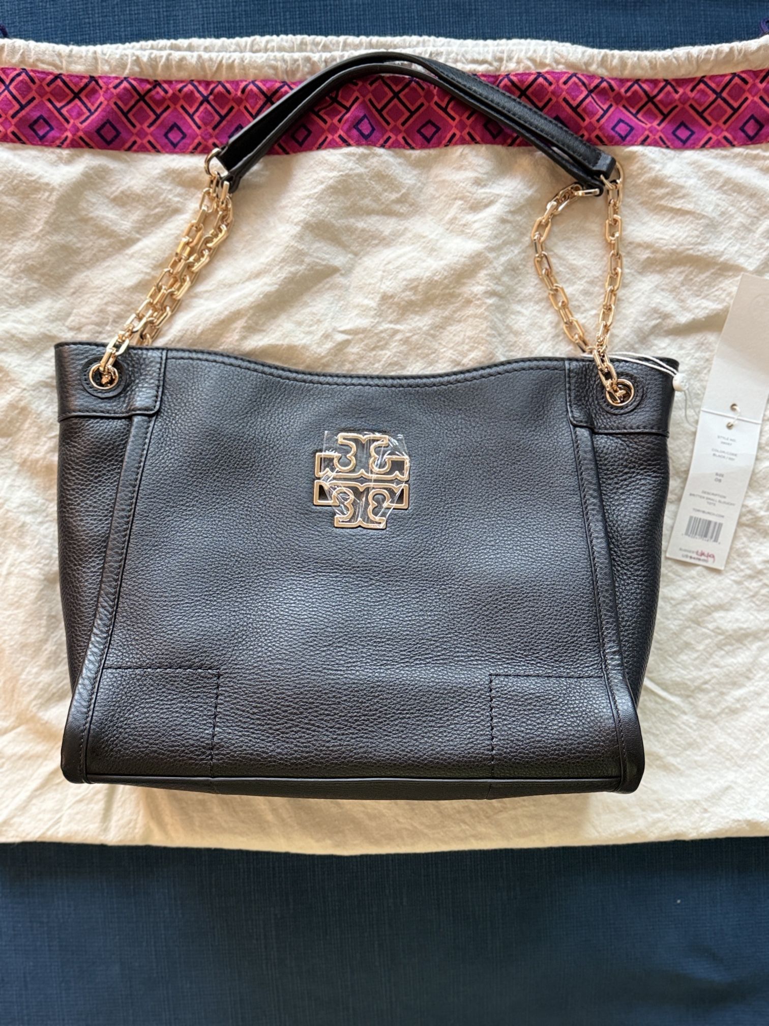 Tory Burch Britten Small Slouchy Tote – Black | NWT