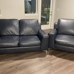 Navy Blue Love Seat And Chair 