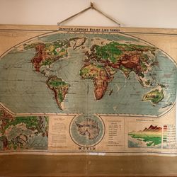 Large Vintage Style Hanging Map