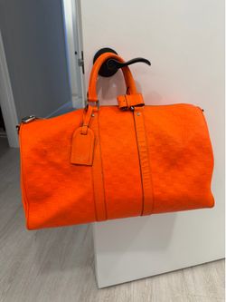 Louis Vuitton Keepall Bandoulière 45 Damier Infini Orange Leather Duffel Bag