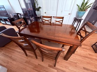 Wood Dining Table with 6 Chairs