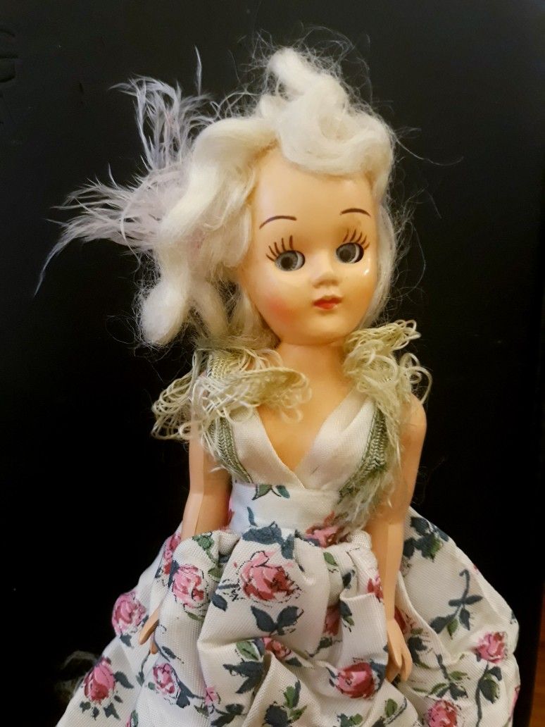 1930's/40's Platinum Blonde Doll Wearing Floral Ball Gown