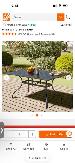 Black Metal Outdoor Dining Table with Umbrella Hole