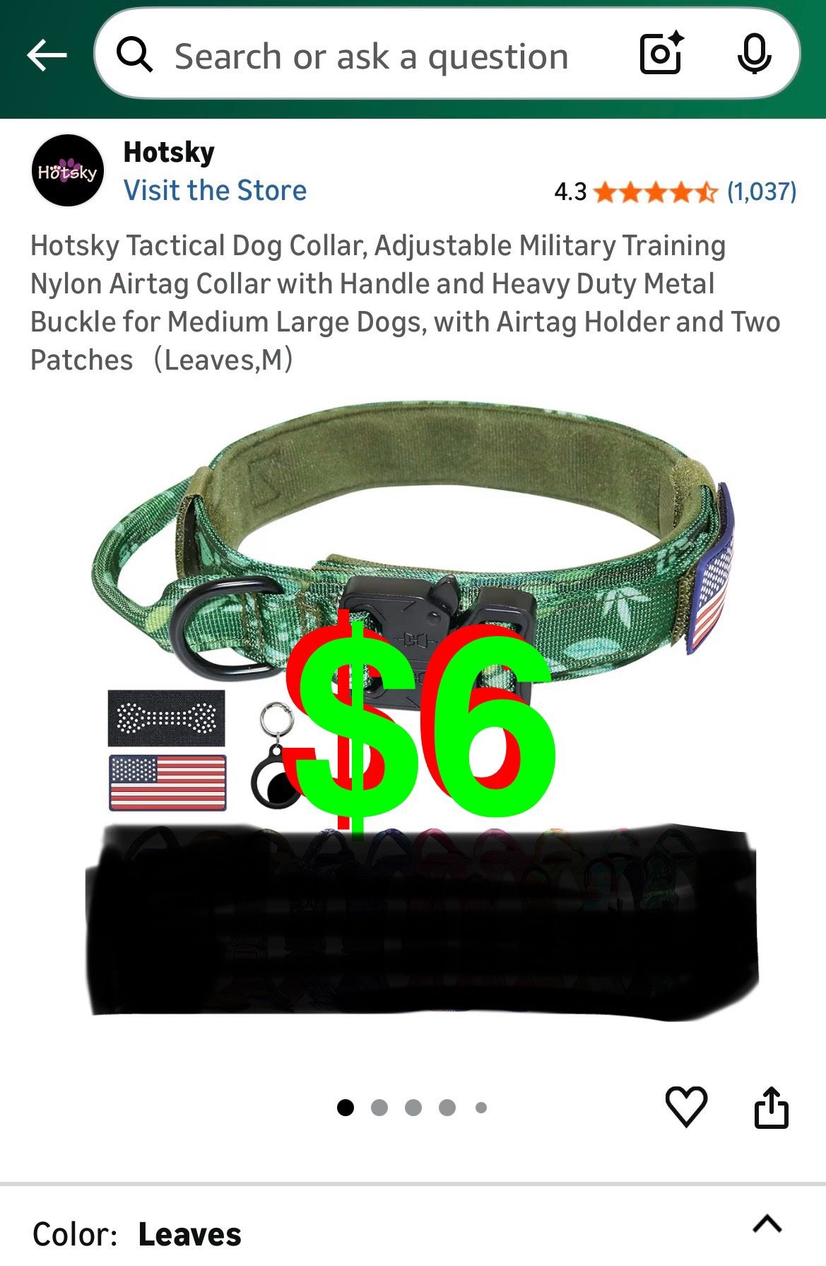 Hotsky Tactical Dog Collar, Adjustable Military Training Nylon Airtag Collar with Handle and Heavy Duty Metal Buckle for Medium Large Dogs, with Airta