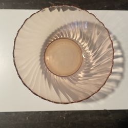 Vintage Pink Swirl ARCOROC Glass Serving Bowl Made in France 9"