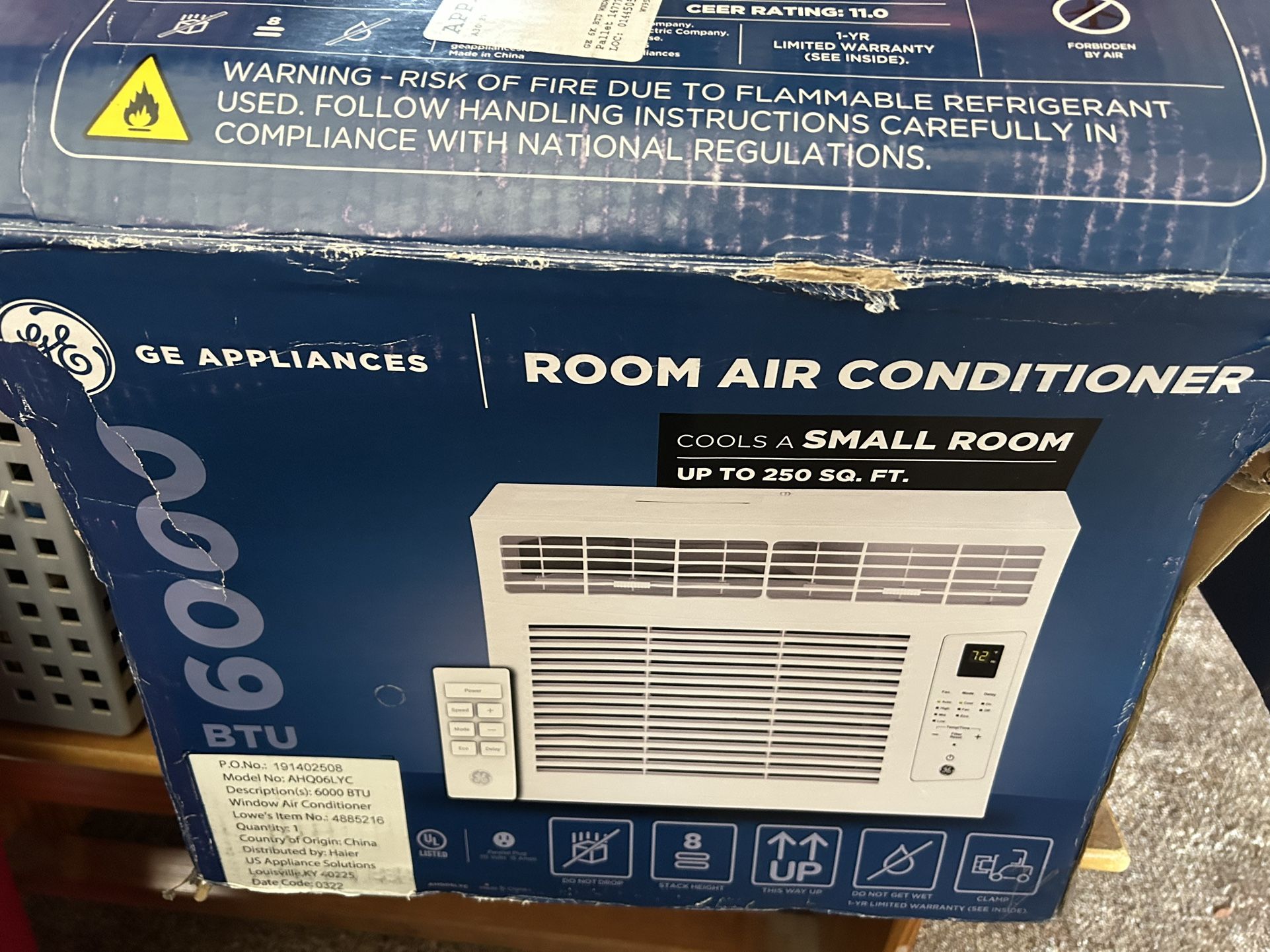 GE 6000 BTU small Room Up To 250 Sq Ft AC