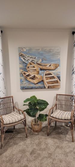 40in x 40in high coastal boat painting