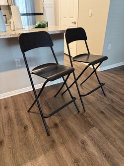 Black Folding Bar Stools – Set of 2