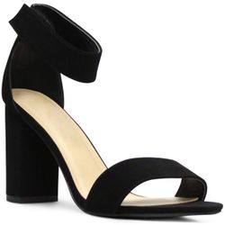 Black Mid Rise Casual Heels